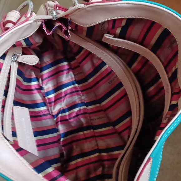 Tignanello Teal & Tan Leather Shoulder Bag - Picture 10 of 11